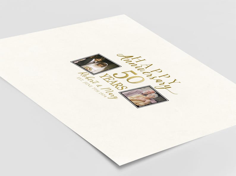 Guest Book for 50th Wedding Anniversary, Guestbook Alternative Personalized with Signatures Signed by Guests, Anniversary Party Idea 50 Year image 5