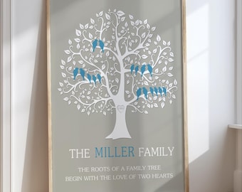 Roots of a Family Tree Personalized Art Print - Gift for Family, Parents Anniversary, Grandparents Keepsake, Custom Print or Canvas