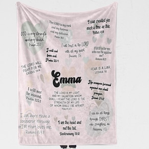 Bible Verse Affirmations BLANKET, Confirmation Gift for Girls, Personalized Name Throw Blanket, Tween, Teens First Communion Gift Boho