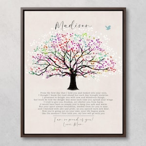 Gift for Daughter Personalized Graduation Gift, Going Off to College from Mom, Dad Framed Canvas, Poster Sentimental Poem from Parents