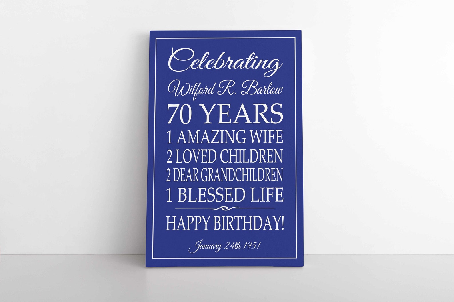 70th BIRTHDAY Customized Sign Birthday Gift Idea 70 YEARS