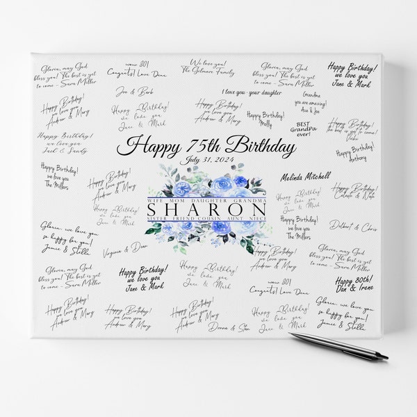 Birthday Guest Book 75th - Etsy