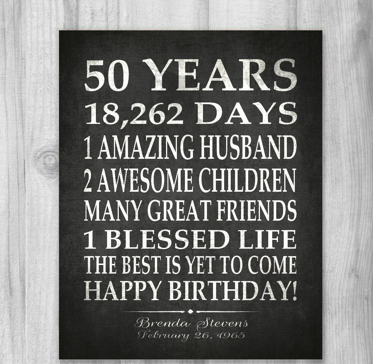 50th BIRTHDAY Sign PRINTABLE Party Gift Personalized 50 | Etsy