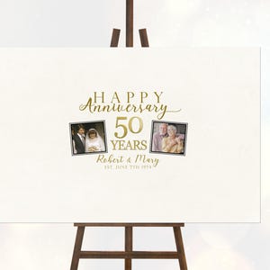 Guest Book for 50th Wedding Anniversary, Guestbook Alternative Personalized with Signatures Signed by Guests, Anniversary Party Idea 50 Year image 10