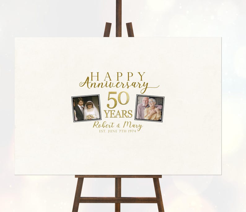 Guest Book for 50th Wedding Anniversary, Guestbook Alternative Personalized with Signatures Signed by Guests, Anniversary Party Idea 50 Year image 10