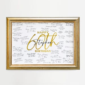 60th Birthday Guest Book Sign Alternative Signature Board, Birthday Party Decor Sign Poster Canvas Guestbook Message Board, Memories Poster