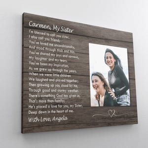 Sister Photo Gift, Christian Gift Idea, Religious Poem Gift, Personalized Keepsake, Christmas Present, High Quality Archival Print image 1