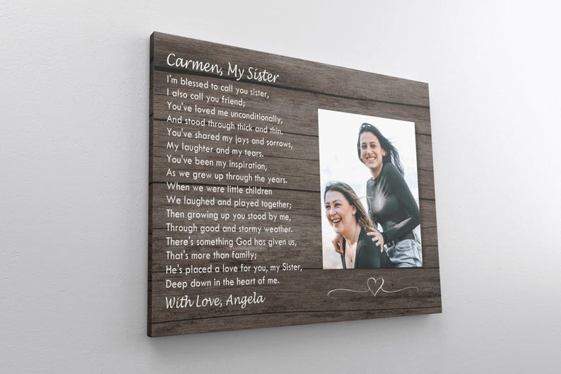 Sister Photo Gift, Christian Gift Idea, Religious Poem Gift, Personalized Keepsake, Christmas Present, High Quality Archival Print image 1
