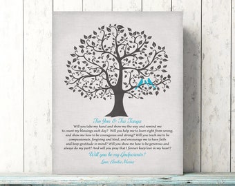 GODPARENTS PROPOSAL Personalized Canvas or Print  from GodChild Gift God Parents Tree Art Will You be My Godparents from God Child Godmother