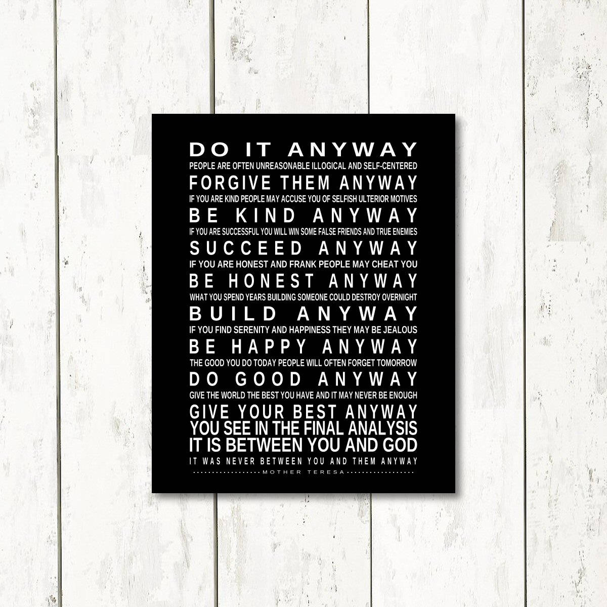 DO IT ANYWAY Large Sign Canvas Print Quote by Mother Teresa Etsy