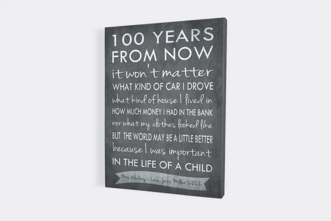 100 Years From Now Teachers Gift Personalized Name Poem I - Etsy