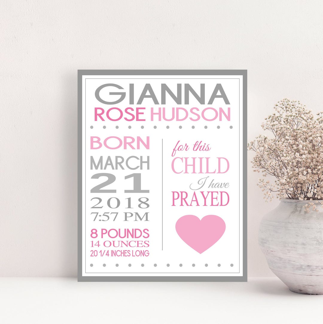 New Baby Birth Art Birth Stats for This Child I Have Prayed Birth ...