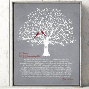 Gift FOR GRANDDAUGHTER on Wedding Day from Grandmother Canvas Print Gift for Bride for Grand Daughter Personalized Art  Burgundy CUSTOM