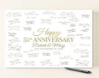 Panneau de signature de signe de livre d'or pour la fête du 50e anniversaire, alternative de livre d'or personnalisée signée par les invités, idée cadeau souvenir 50 ans