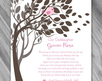 Baptism Gift BABY Dedication Gift FROM GODPARENTS for GodDaughter Gift Custom Poem Gift Print Baby Girl Nursery Decor New Parents