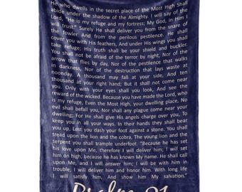 Psalm 91 Bible Verse Blanket: Christian Scripture Throw, Gift Idea Custom Colors