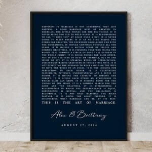 The art of Marriage, love poem, marriage quote blessing, Personalized anniversary or Wedding Gift Minimalist wall art Wilferd Arlan Peterson