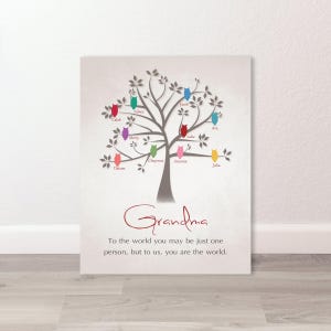 GRANDMA Gift, Owls from Grandkids,  Personalized Tree, CHRISTMAS IDEA, Canvas, Print or Digital File, Grandchildren Birds with Names