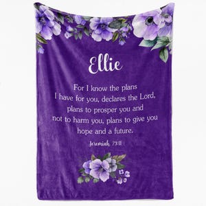 Bible Verse Blanket Customize with your favorite Scripture and Name Personalized Blanket, Custom Floral Throw Blanket  Gift for Her