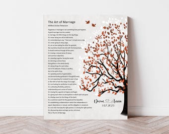 The Art of Marriage Personalized Wedding Gift, Anniversary Gift, Marriage Quotes, Paper Anniversary Gift, Wedding Poem, Couples Custom Color