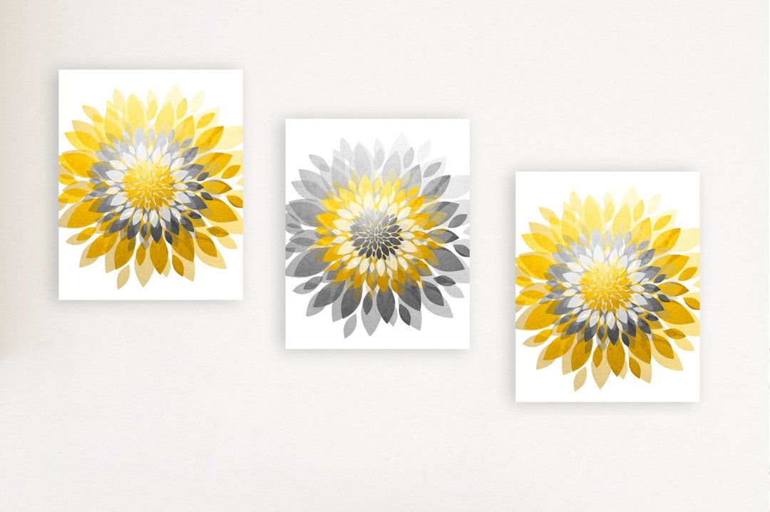 YELLOW GRAY Flower Burst 3 Set paper Flowers Sunflower Yellow or CUSTOM