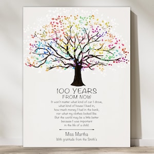 Regalo di apprezzamento per l'insegnante, poesia sentimentale personalizzata, cartello personalizzato per i prossimi 100 anni da parte di uno studente, regalo di Natale per insegnanti.