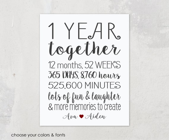 1 Year Anniversary Gift For Boyfriend One Year Together Etsy