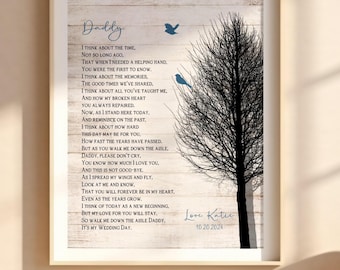 To Dad from Daughter, Father of the Bride Gift on Wedding Day, Gift From Daughter to Father, Dad Poem, Art Print Personalized Dad Gift
