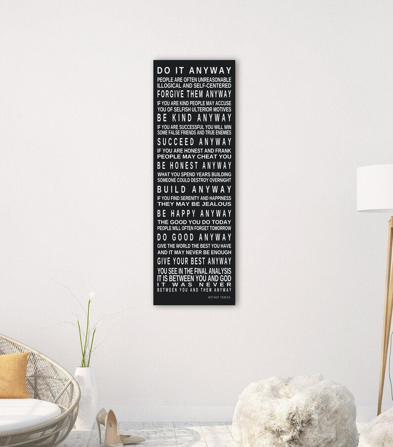 Do It Anyway Quote LARGE SIGN Art Print or Canvas 12x36 Etsy