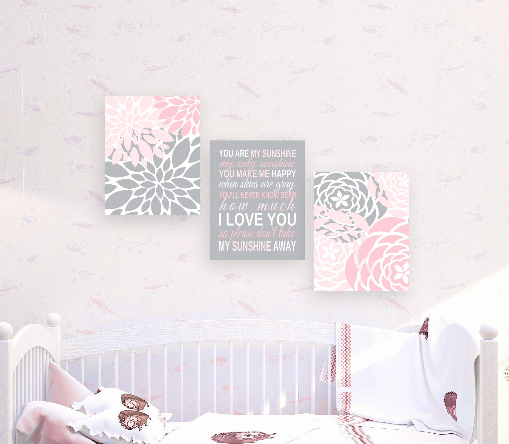 Nursery Decor: 3 Framed You Are My Sunshine Lyrics 8”x11” Baby Shower Mom  Gift