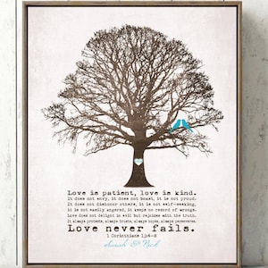 Christian Gift Love Never Fails, Gift for Couples Personalized WEDDING GIFT