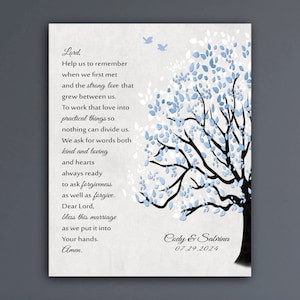 BENDICIÓN DE MATRIMONIO, Regalo de bodas para pareja, Regalo personalizado para cónyuge, 1er aniversario, Regalo cristiano, Recuerdo, Obra de arte, Poema, Oración