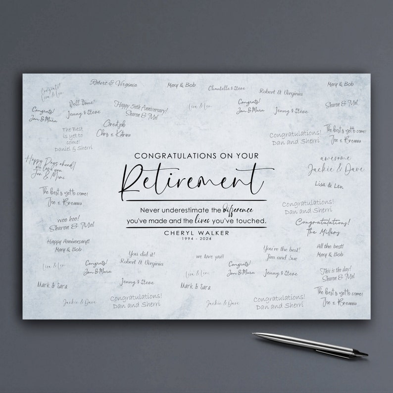Retirement Sign Guest Book Gift Personalized, Alternative Guestbook for ...
