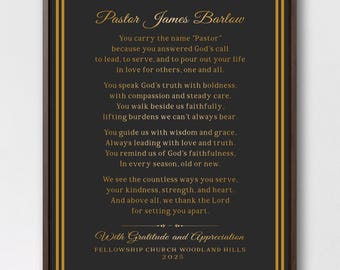 Pastor Appreciation Canvas Gift, Personalized Wall Art for Minister, Thank You Plaque, Christian Decor, Tribute, Custom Church Anniversary