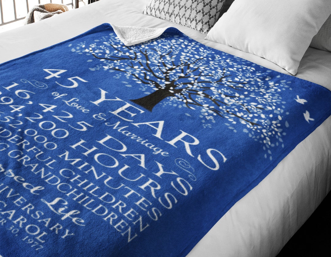 45th Anniversary Gift Idea Personalized Throw Blanket, Couples Gift