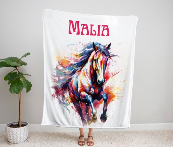 Horse Lovers Gift for Girls Blanket Personalized Throw Blanket