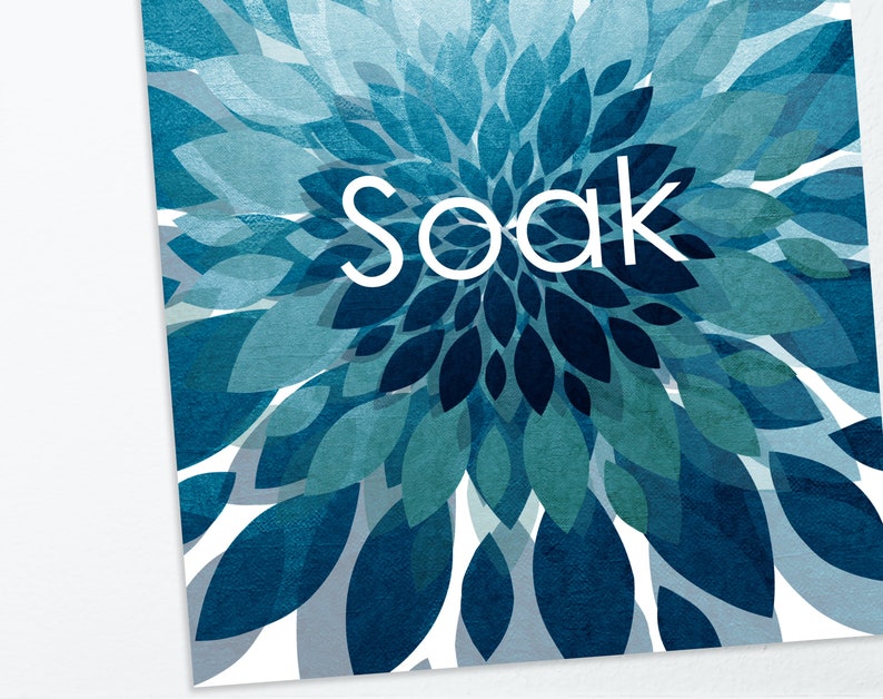 Bathroom Wall Art Relax Soak Unwind Watery Ocean Blues Wall | Etsy