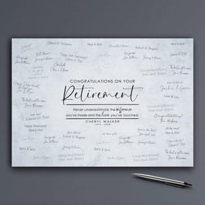 Retirement Guest Book Gift Sign, Alternative Guestbook for Party, get signatures from guests, Personalized Name, Quote, Difference You Made