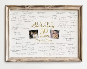 Livre d'or pour le 50e anniversaire de mariage, alternative au livre d'or personnalisé avec des signatures signées par les invités, idée de fête d'anniversaire pour les 50 ans