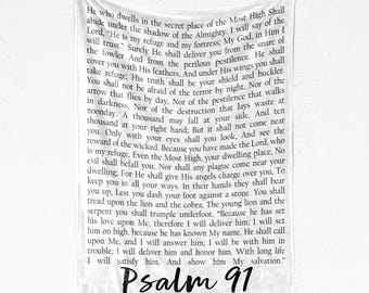 Psalm 91 Scripture Throw Blanket, Christian Bible Verses Soft Blanket Gift Idea Anxiety, Inspirational Prayer Blanket Custom Word of God