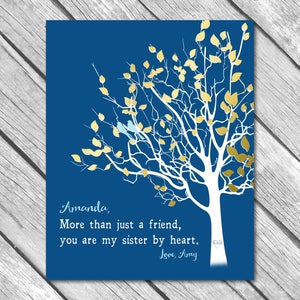 Sisters by Heart Gift for BEST FRIEND,  Personalized Print, Canvas, Digital File, Birthday Gift for Friend, Custom Keepsake Wall Art