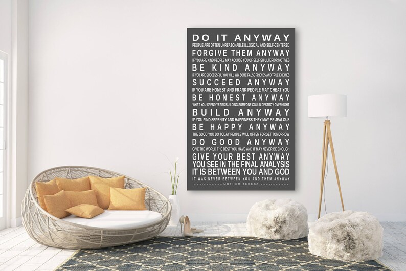 DO IT ANYWAY Large Sign Canvas Print Quote by Mother Teresa Etsy