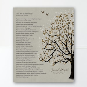 The ART OF MARRIAGE Poem Personalized Wedding or Anniversary Gift  for Couples or Spouse 1st Anniversary Wedding Gift Paper Anniversary