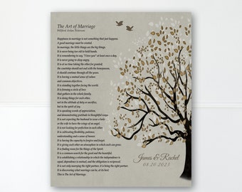 The ART OF MARRIAGE Poem Personalized Wedding or Anniversary Gift  for Couples or Spouse 1st Anniversary Wedding Gift Paper Anniversary