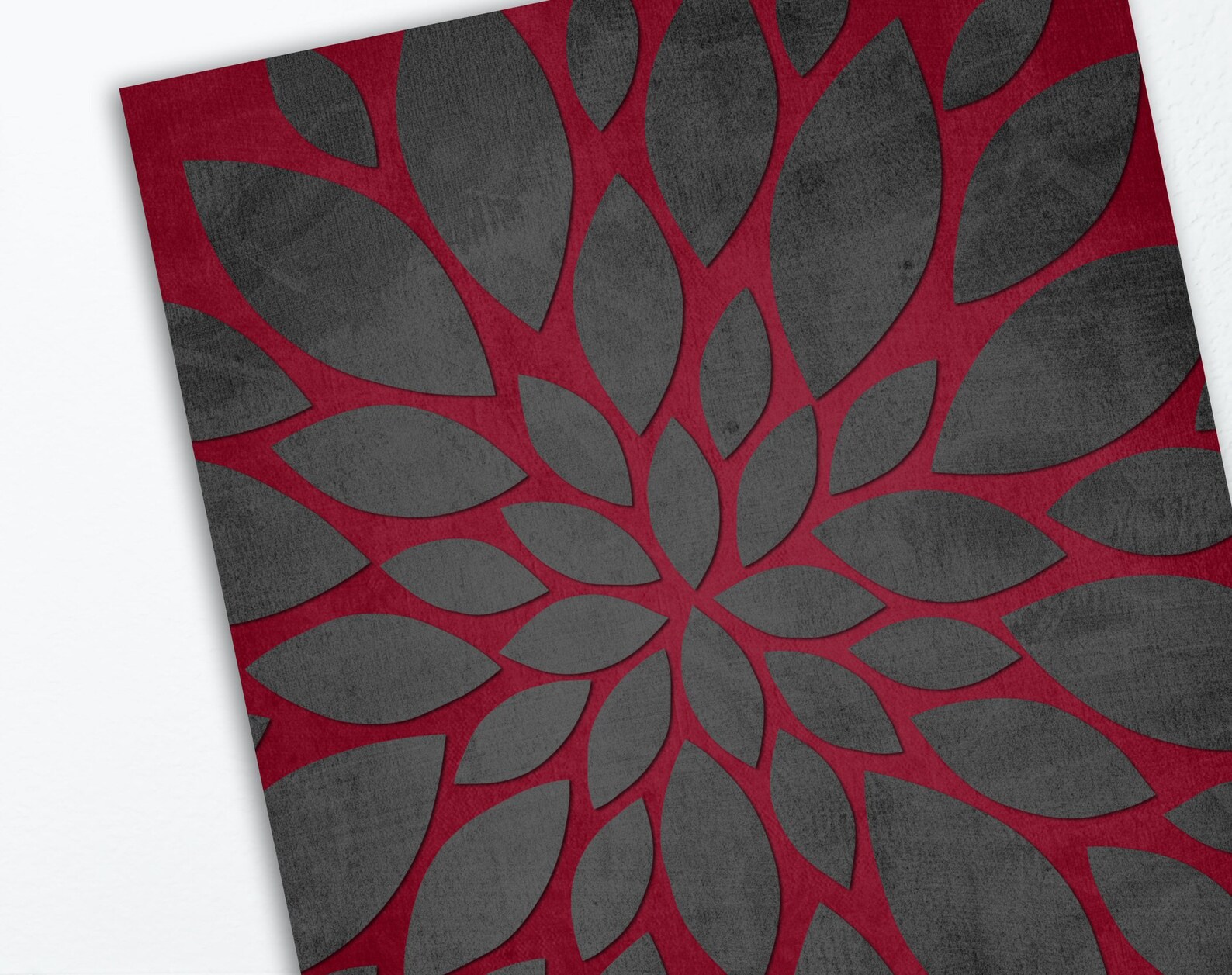 RED GRAY Wall Art Set Floral Botanical Bedroom Family Etsy