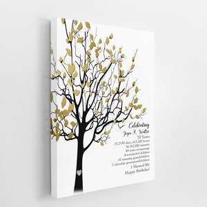 70 GEBURTSTAGSGESCHENK, personalisiertes Kunstandenken, 70 Geburtstagsgeschenk Mama, Papa, Oma, Kunstgoldbaum, Druck, Leinwand JEDES Jahr Zeichen besonders angefertigt