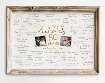 Guest Book for 50th Wedding Anniversary, Guestbook Alternative Personalized with Signatures Signed by Guests, Anniversary Party Idea 50 Year