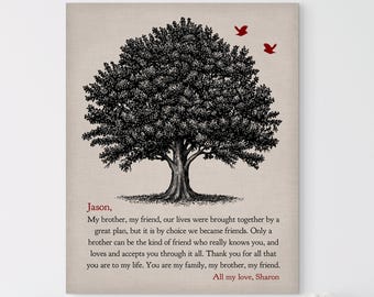 BROTHER GIFT, Birthday, Personalized Poem, Gift Idea from Sibling, from Sister or Brother, Canvas, Print, Printable Keepsake Art, Tree