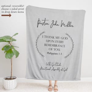 Pastor Retirement Gift, Pastor Appreciation Gift Personalized Blanket, Scripture Bible Verse Custom Throw Blanket Reverend Gift Ideas Church