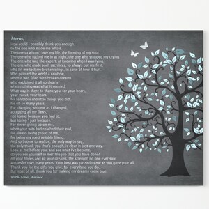 Regalo personalizado para mamá, para mamá de parte de su hija, poema personalizado para mamá, regalo sentimental, regalo de Navidad para mamá, mariposas y árbol, regalo para mamá